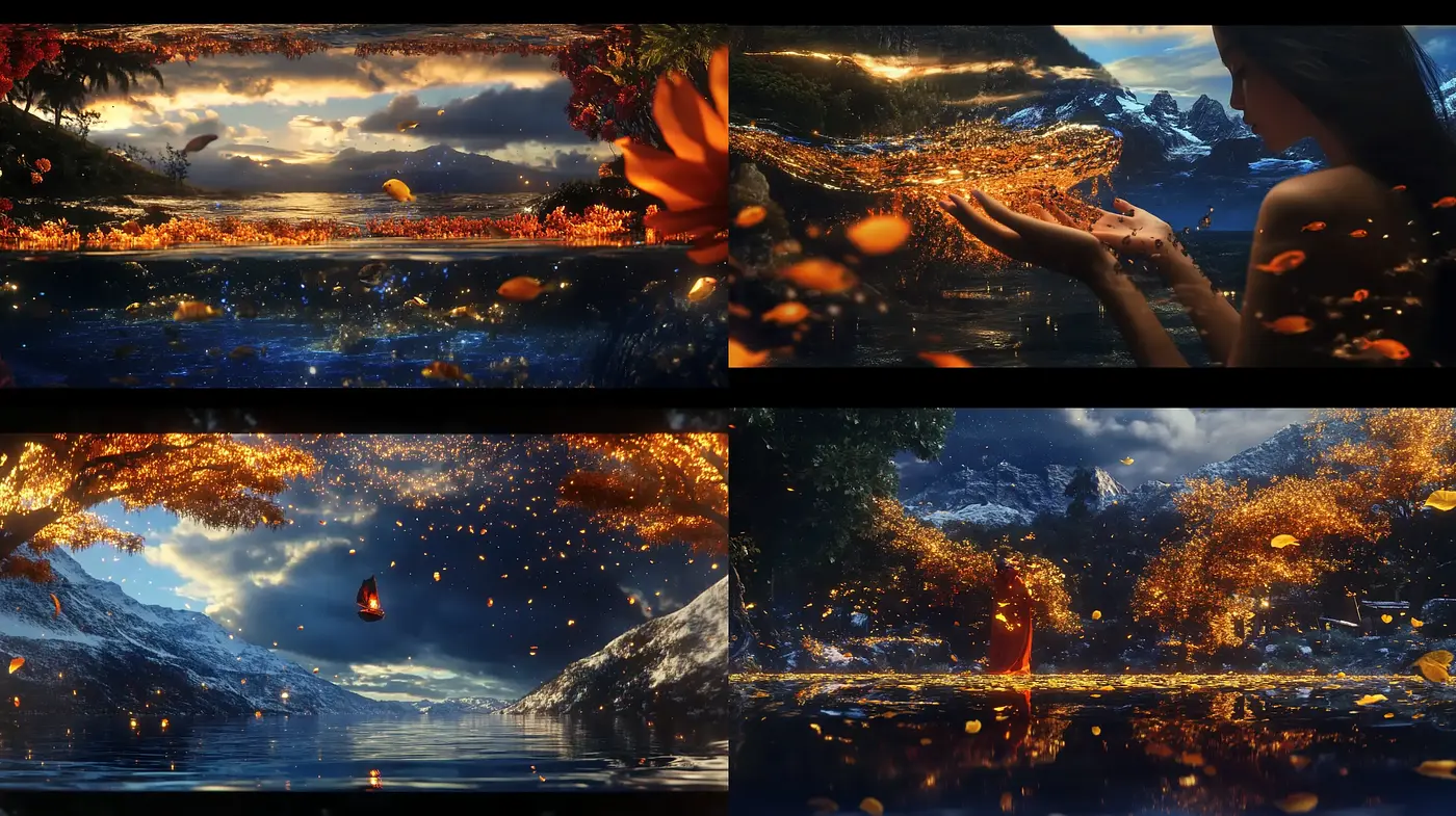 Ethereal Twilight Ambiance with Golden Nature Highlights - Midjourney sref style