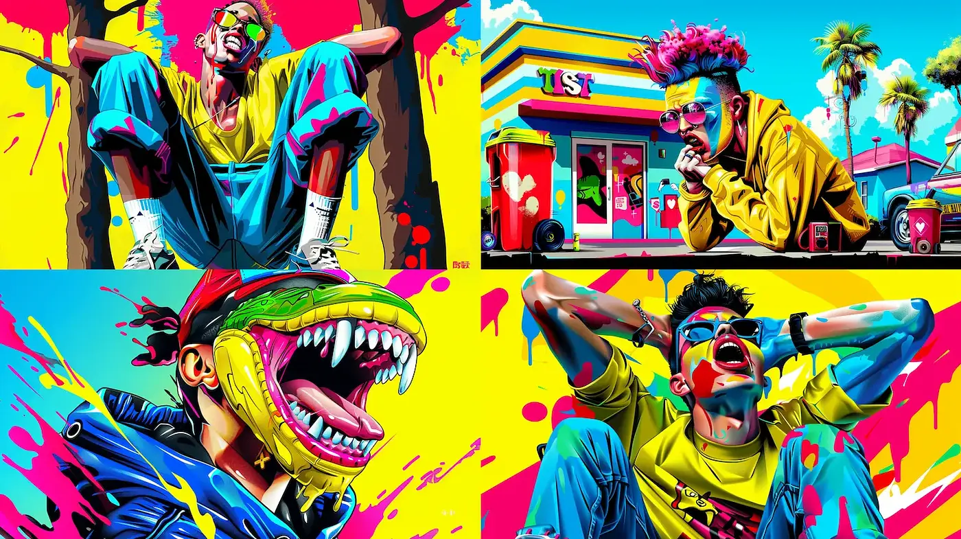 Vibrant Pop Art with Bold Expressions and Dynamic Textures - Midjourney sref style
