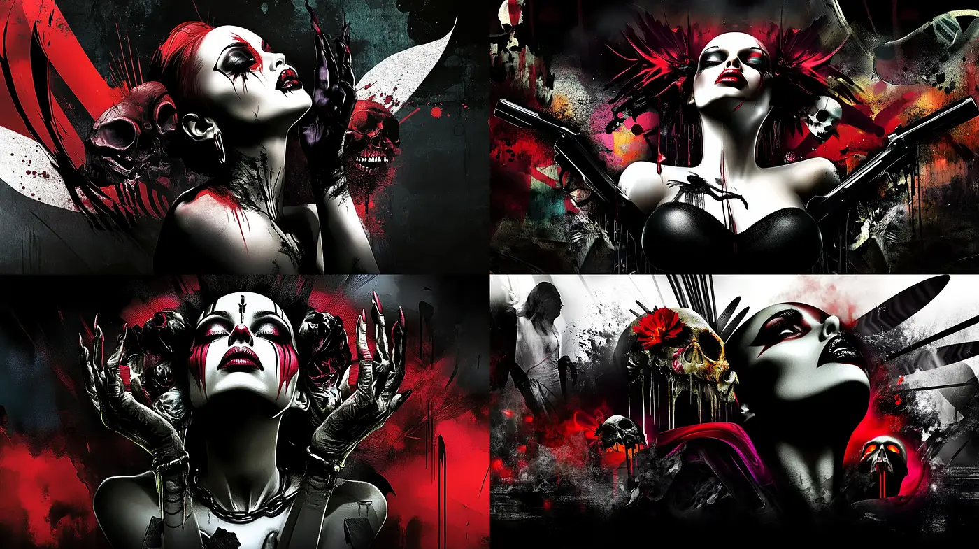 Gothic Noir Fusion with Surrealist Undertones - Midjourney sref style
