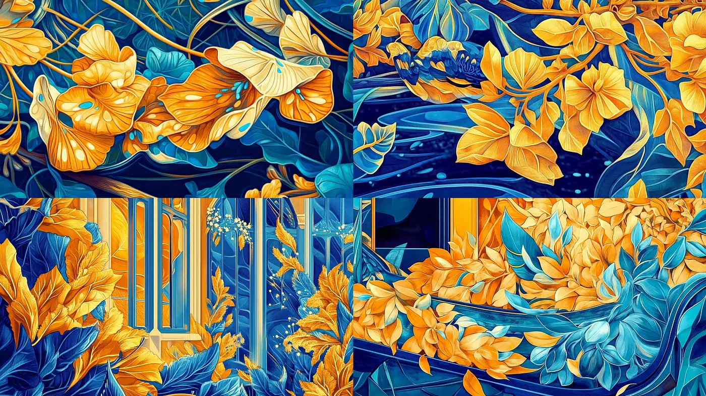 Luminous Botanical Elegance with a Stylized Art Nouveau Twist - Midjourney sref style