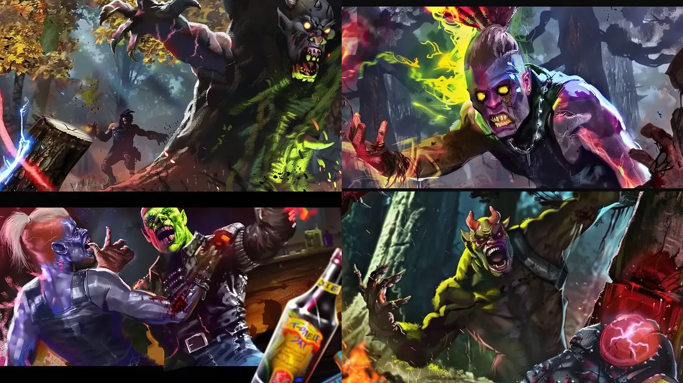 Dynamic Fusion of Fantasy and Horror in Digital Brushwork - Midjourney sref style