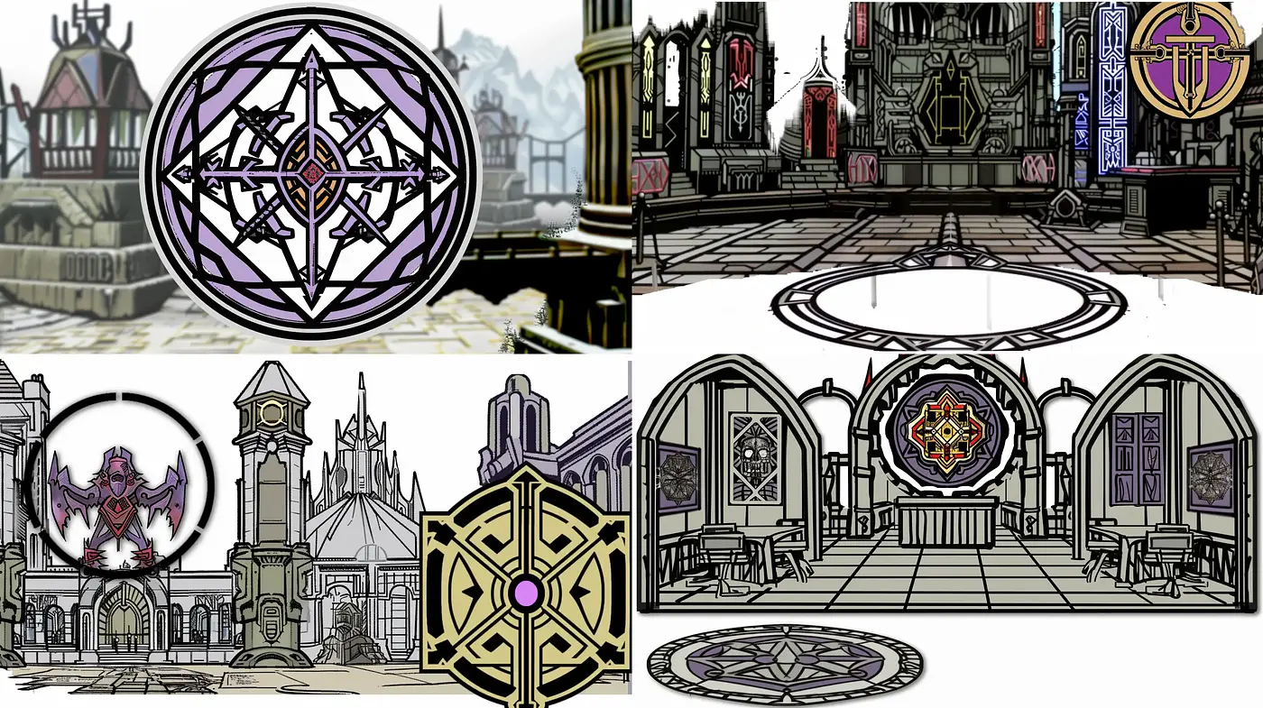 Gothic Architectural Elegance in Stylized Monochrome Illustration - Midjourney sref style
