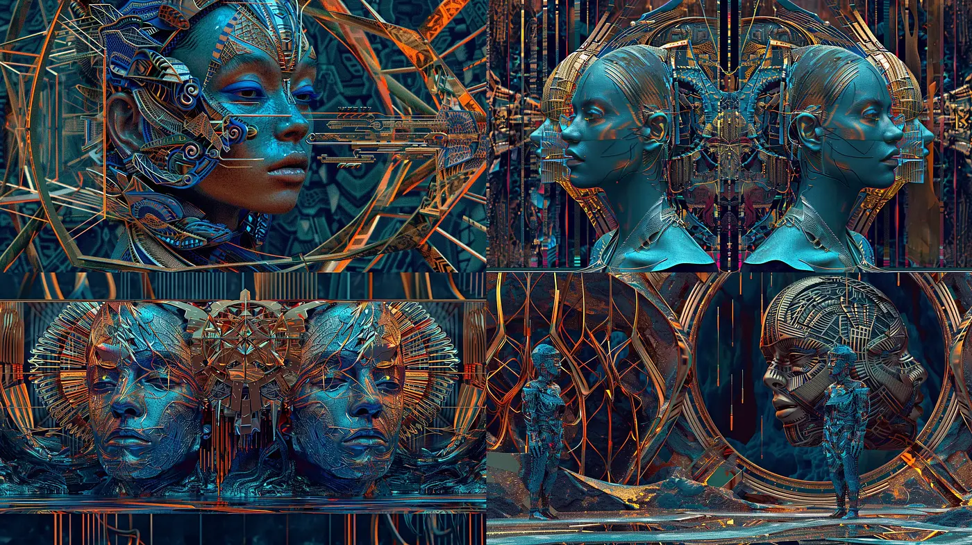Cybernetic Dreamscape: A Fusion of Organic and Mechanical Aesthetics - Midjourney sref style