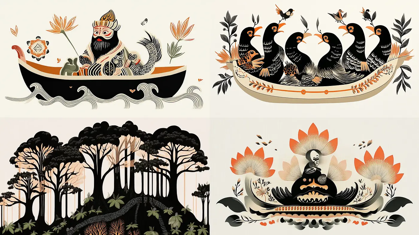 Ethereal Mythos Vignettes in Monochromatic and Autumnal Hues - Midjourney sref style