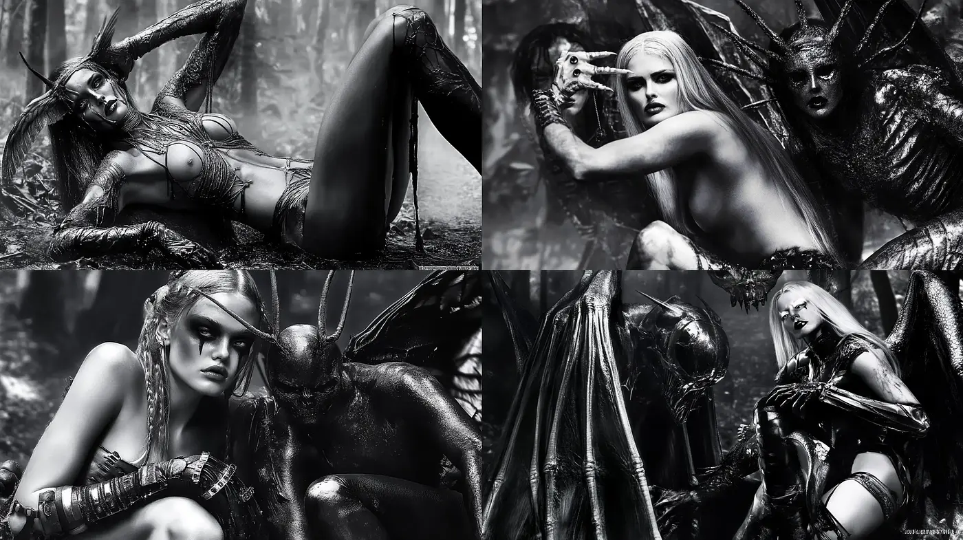 Monochromatic Enigma: A Consistent Dive into Dark Fantasy Realms - Midjourney sref style