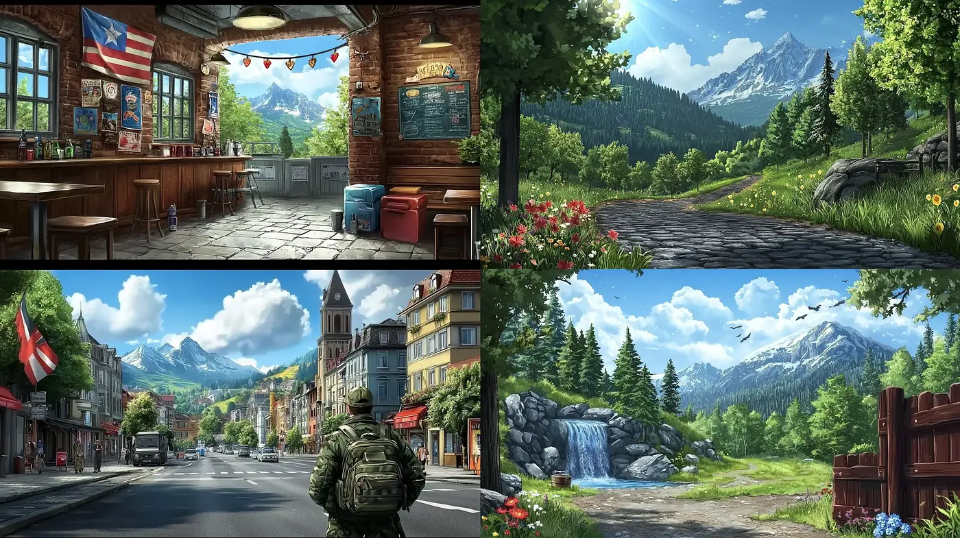 Vibrant Serenity in Digital Landscape Painting - Midjourney sref style