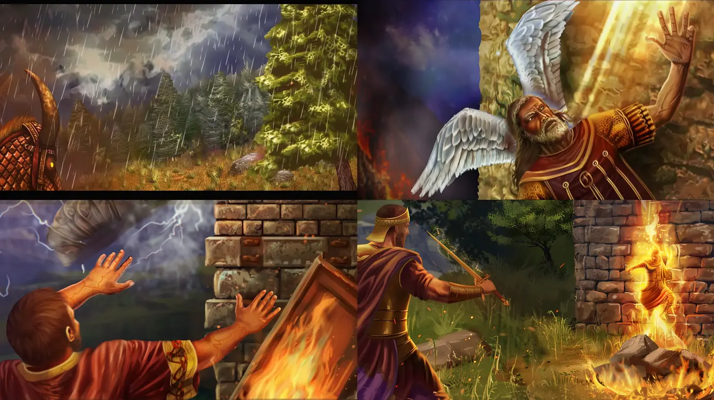 Mystical Ambiance in Dynamic Fantasy Tableaus - Midjourney sref style