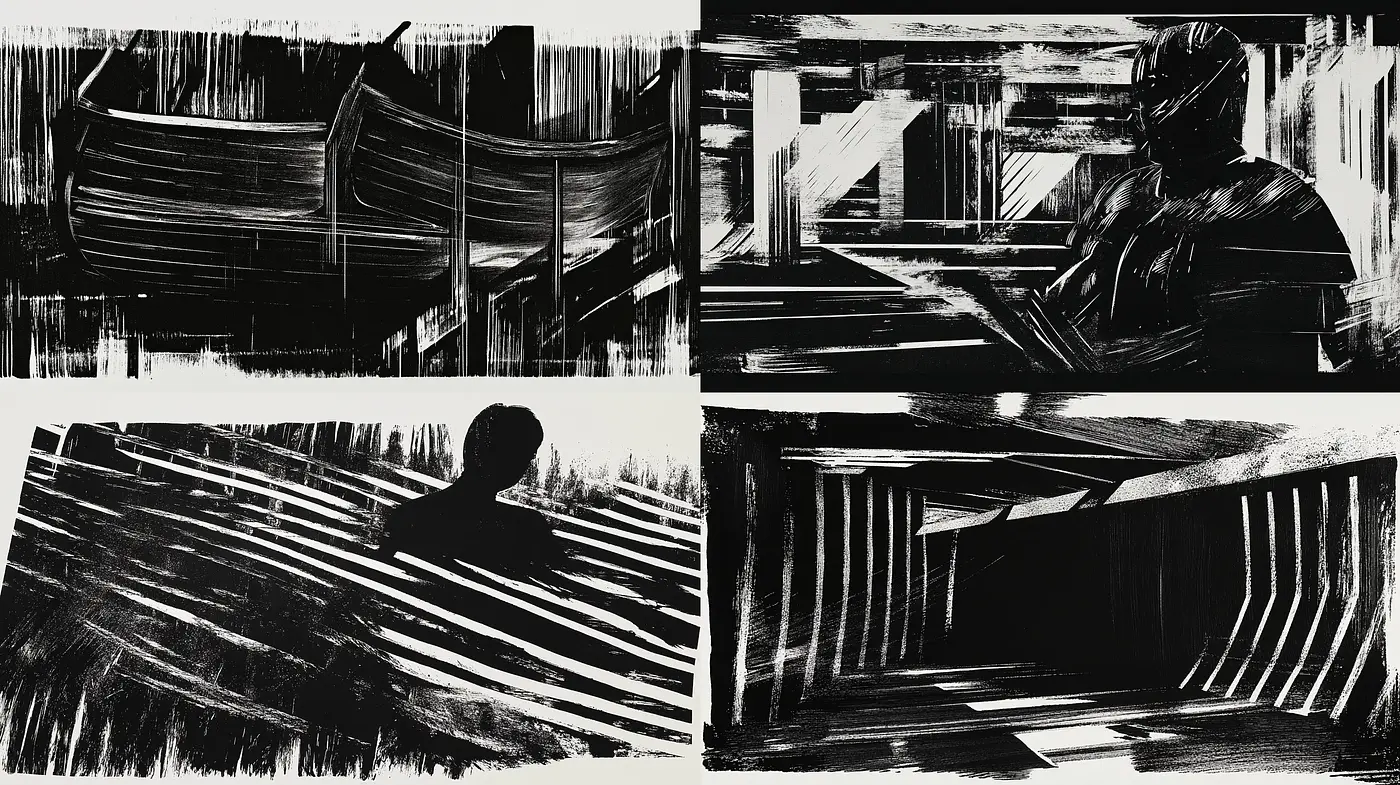 Monochromatic Expressive Strokes Fusion - Midjourney sref style