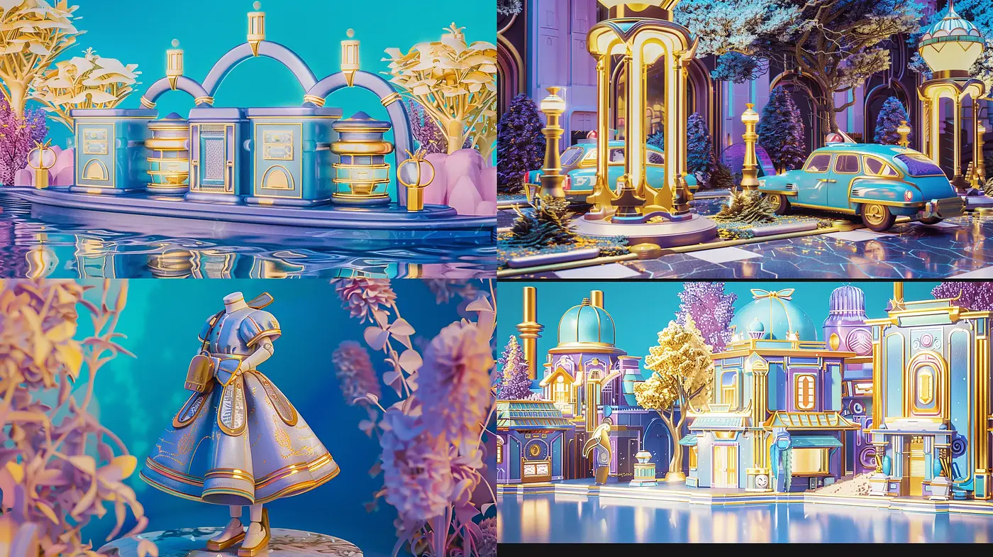 Synthetic Dreamscape Fusion: A Blend of Futuristic Glow and Timeless Elegance - Midjourney sref style