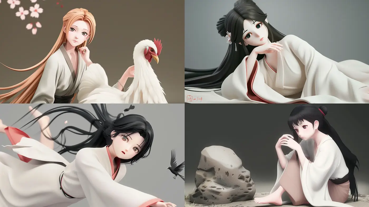 Ethereal Elegance in Monochrome and Pastel: A Contemporary Anime Art Homage - Midjourney sref style