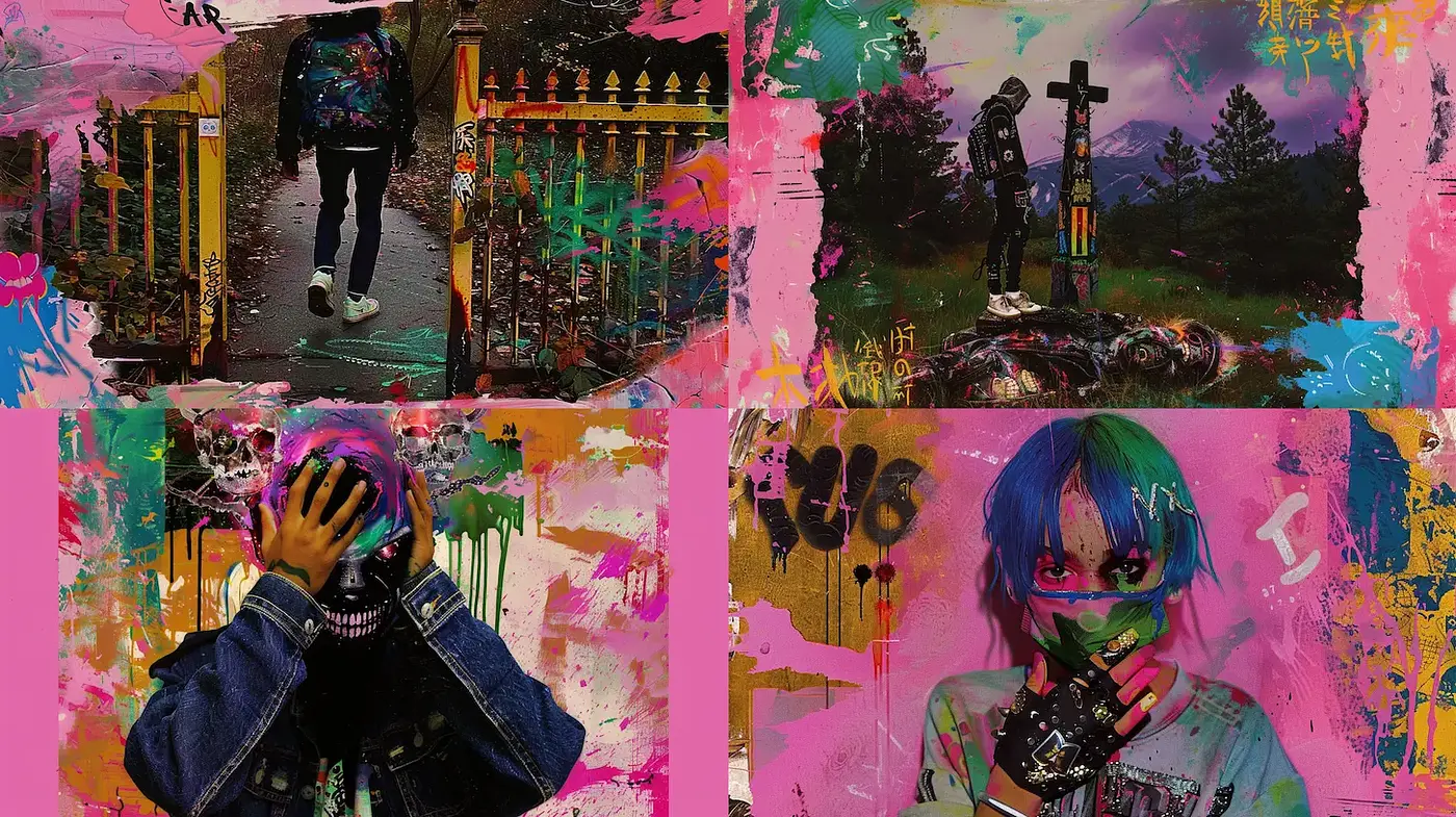 Vividly Expressive Urban Aesthetic with Graffiti Elements - Midjourney sref style