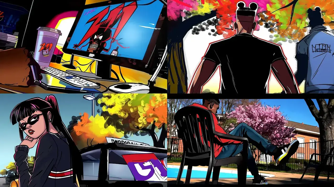 Dynamic Urban Aesthetics Infused with Cartoon Influences - Midjourney sref style