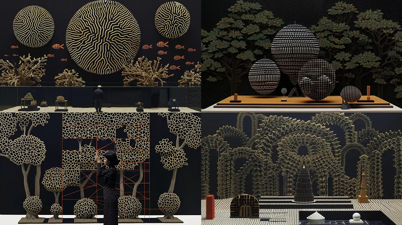 Mystical Nocturnal Garden: A Study in Monochrome Botanical Patterns - Midjourney sref style