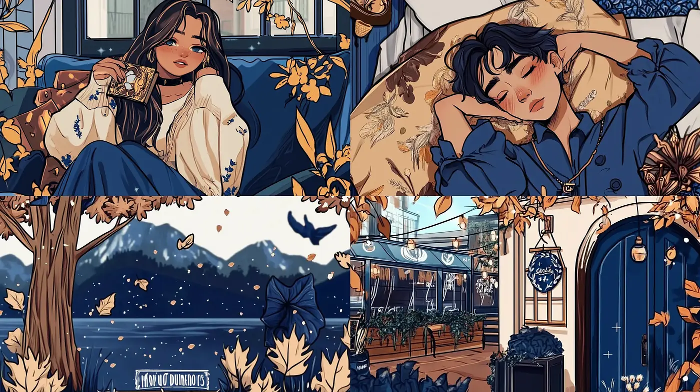 Autumnal Serenity in Illustrative Ink and Wash Warm Hues - Midjourney sref style