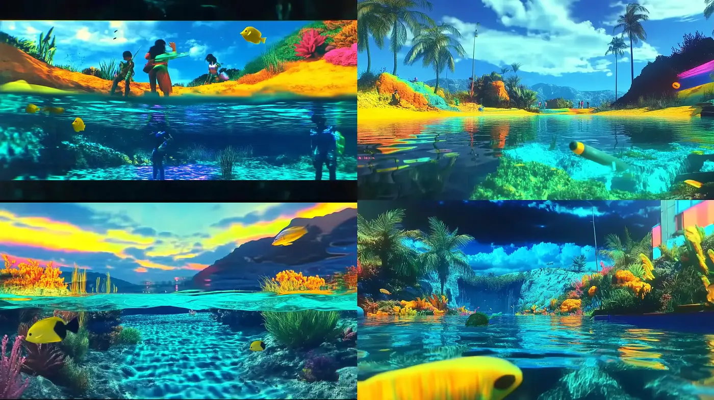 Aquatic Dreamscape: A Vivid Meld of Surreal Underwater Artistry - Midjourney sref style