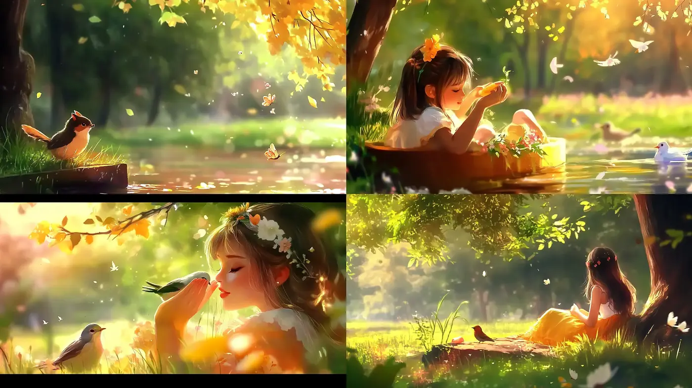 Idyllic Pastoral Vistas with Luminous Anime-inspired Aesthetics - Midjourney sref style