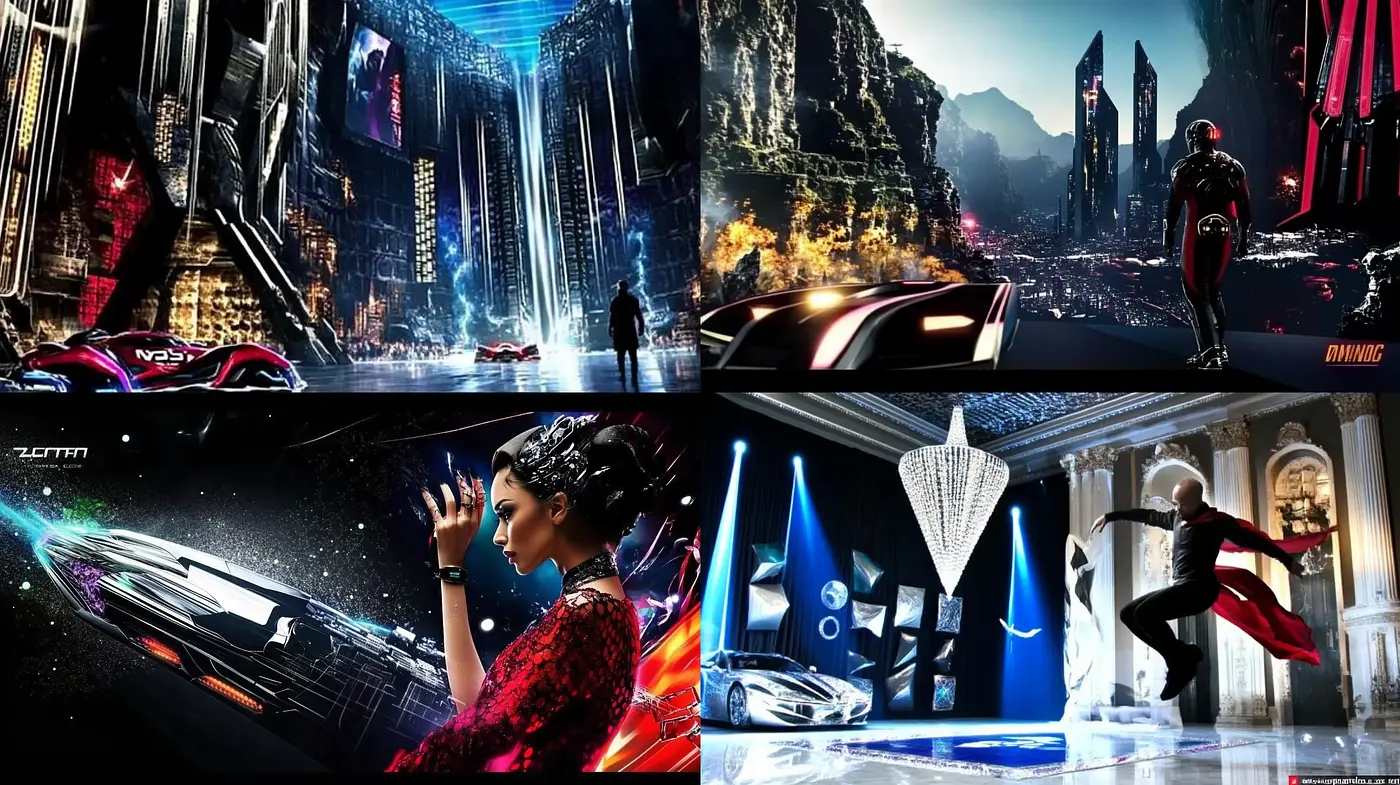 Futuristic Neon-Noir Visuals with Dynamic Perspectives - Midjourney sref style