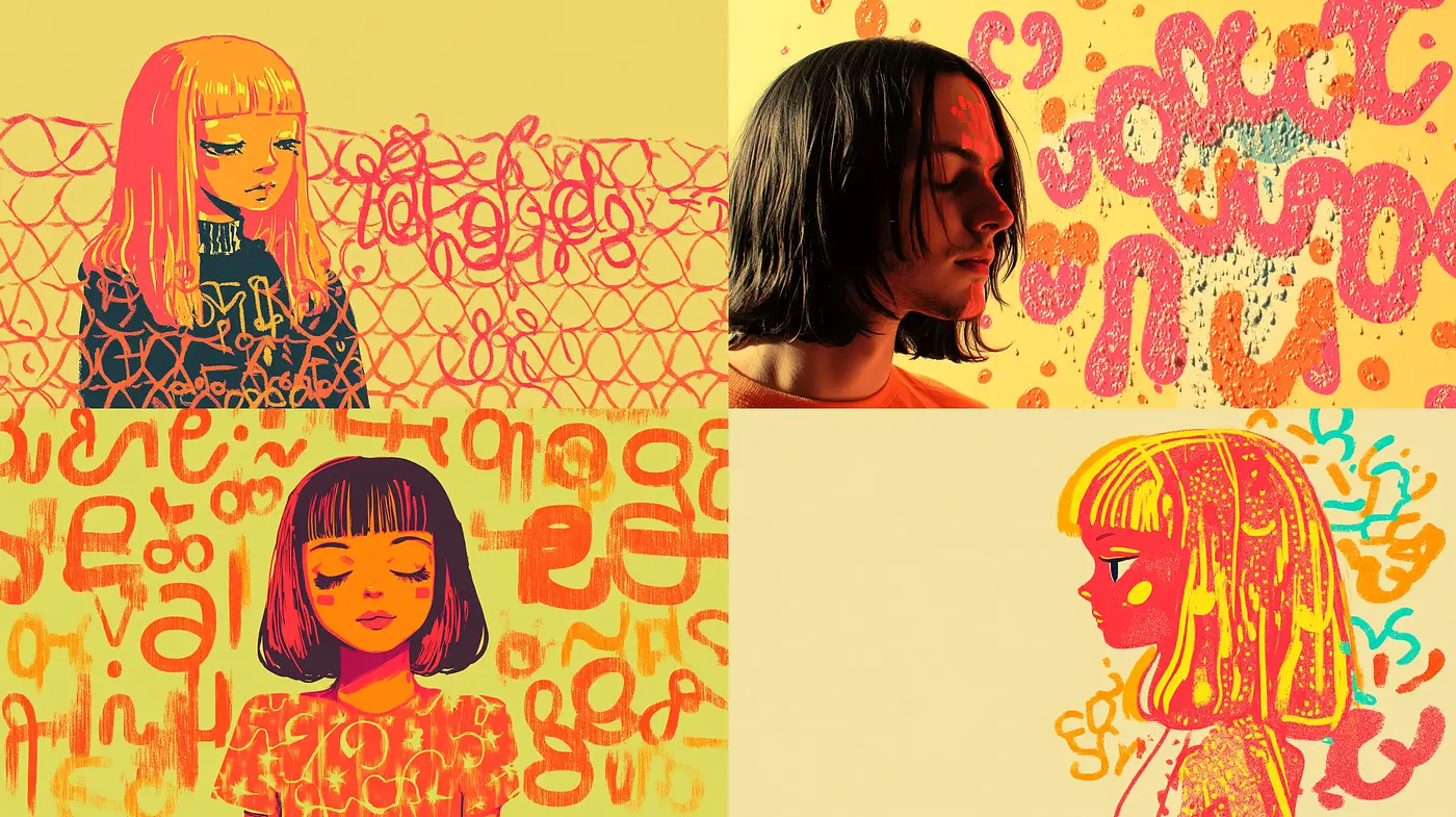 Scribbled Echoes in Warm Tones: A Postmodern Graffiti Fusion - Midjourney sref style