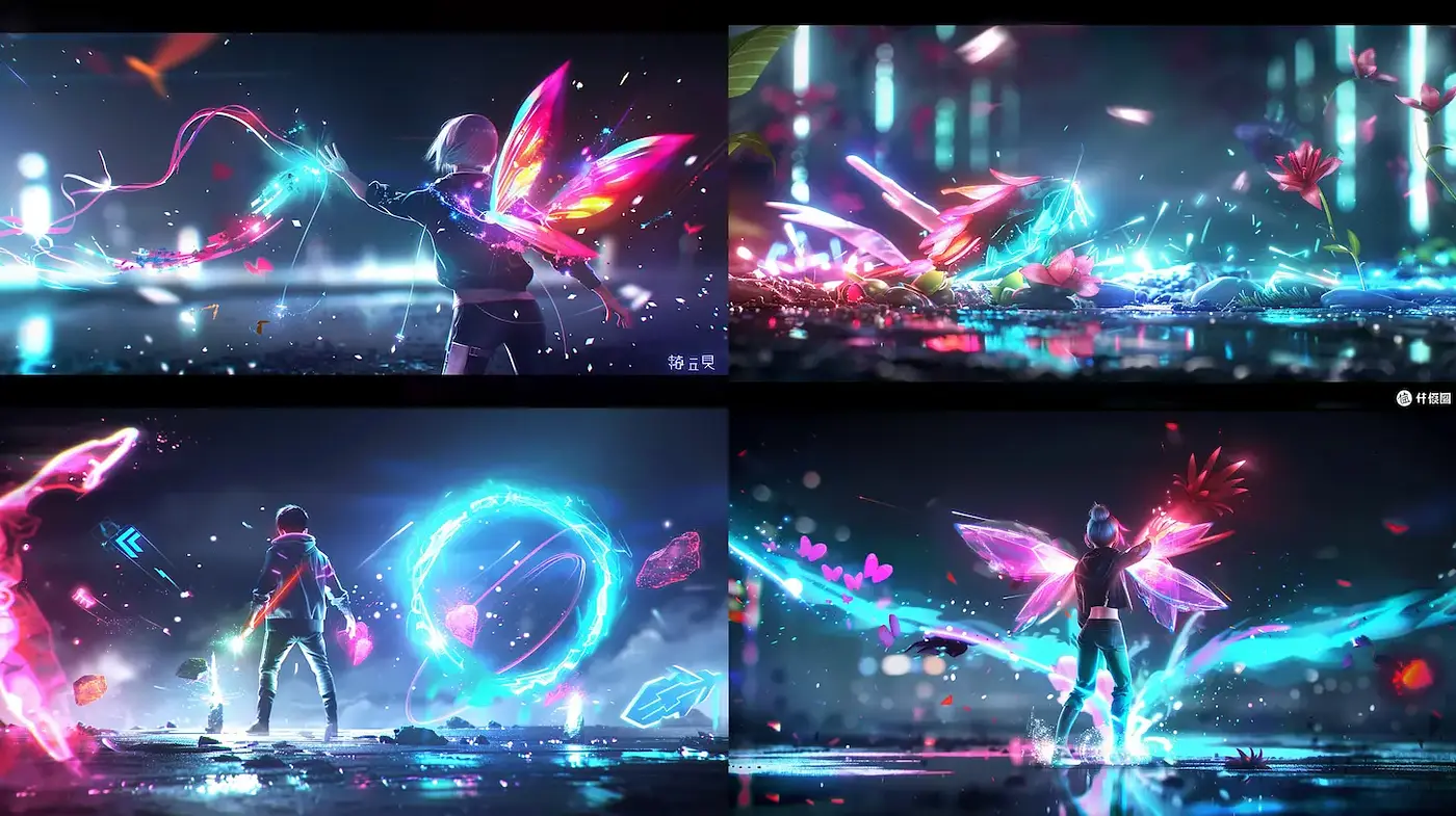 Vibrant, ethereal fantasy style with dynamic effects - Midjourney sref style