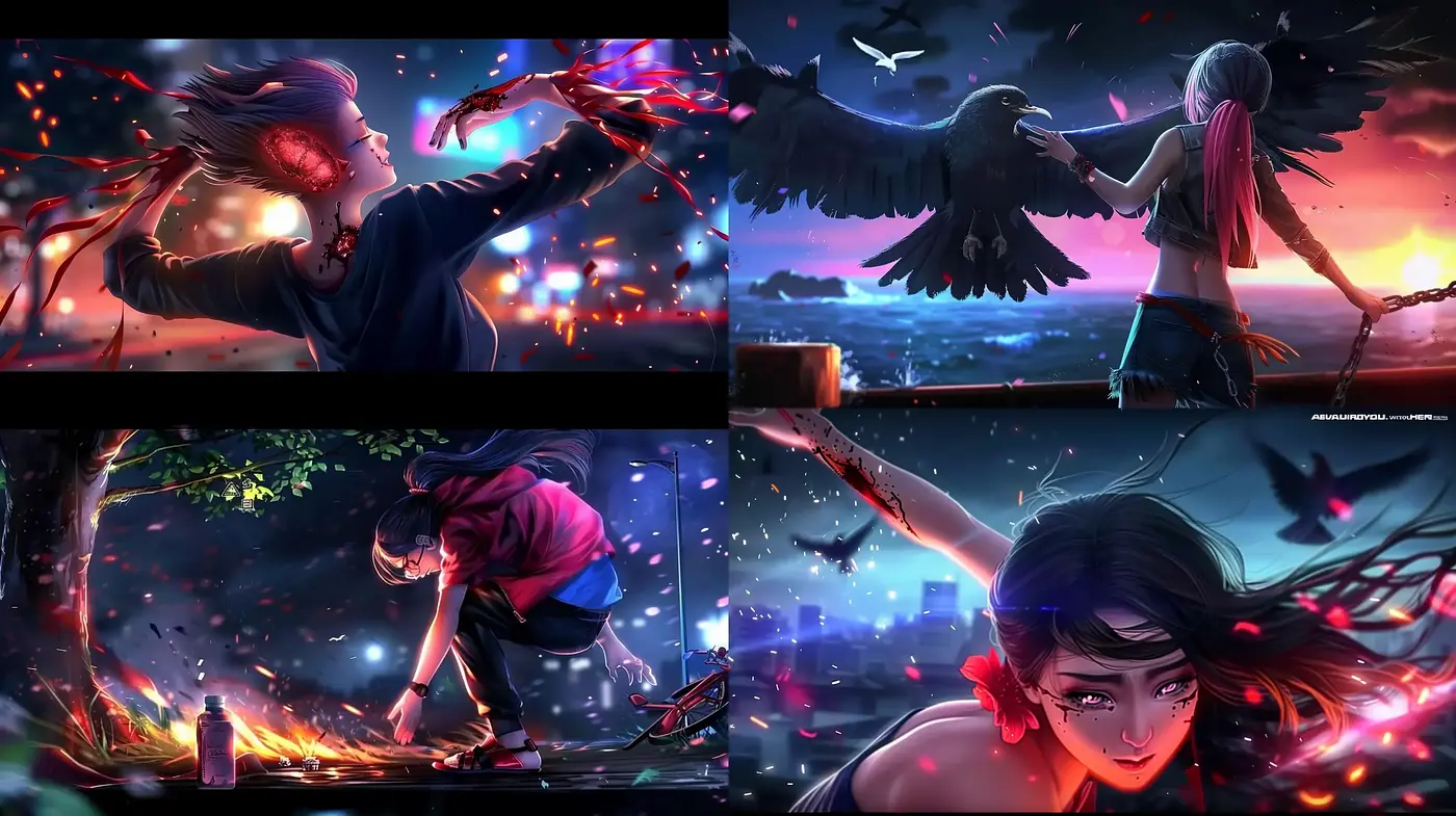 Dynamic Contrast Scenes with Vibrant Surrealism - Midjourney sref style