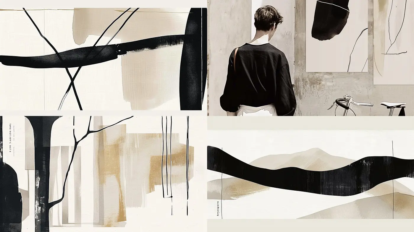 Abstract Simplicity in Monochrome and Earth Tones: An Exploration of Textured Minimalism - Midjourney sref style