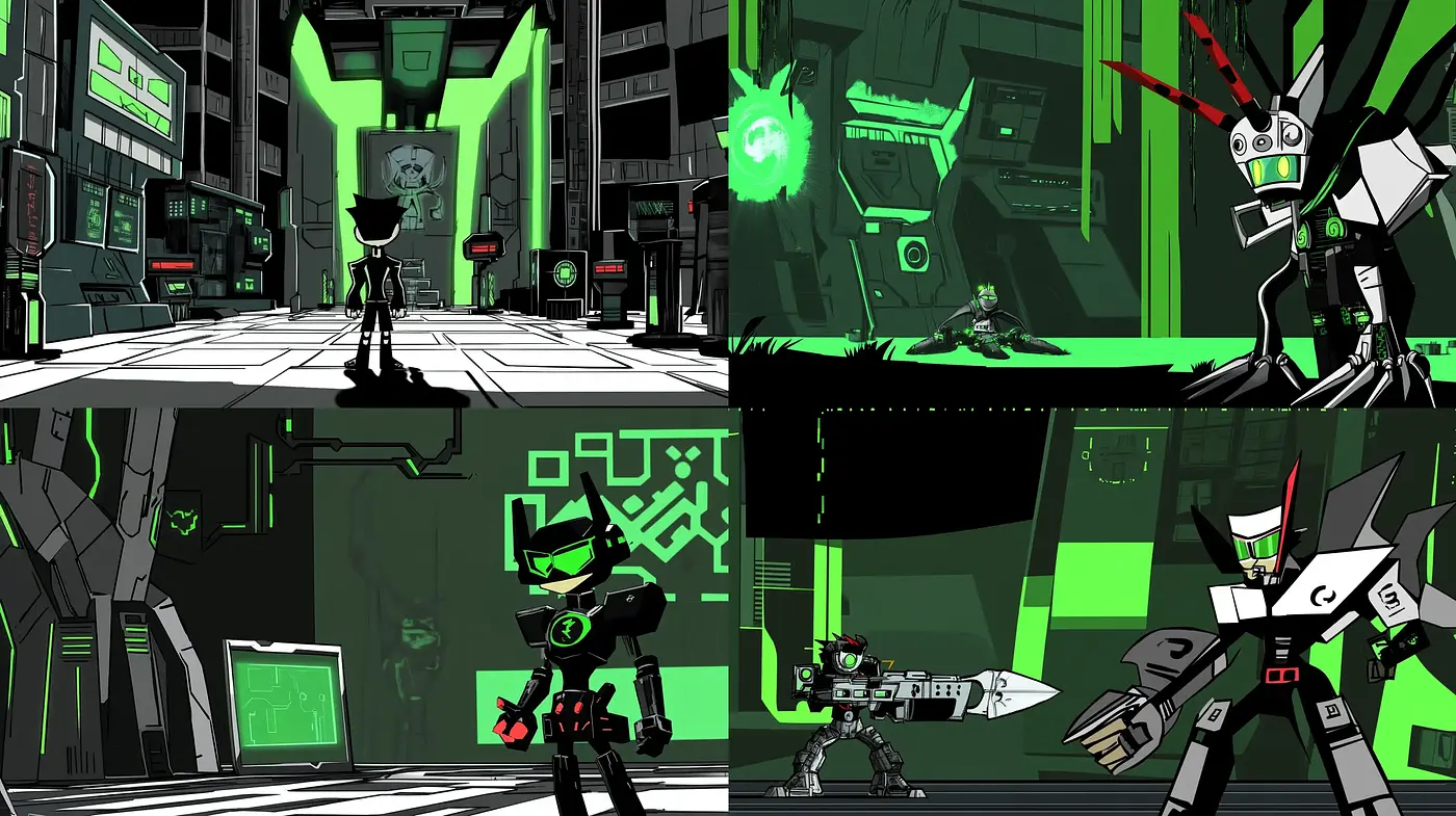 Futuristic Neon-Green Cyberpunk Vistas - Midjourney sref style
