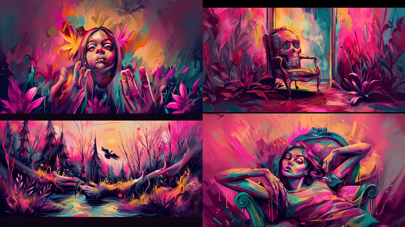 Surreal Enchanted Chromatic Visions - Midjourney sref style
