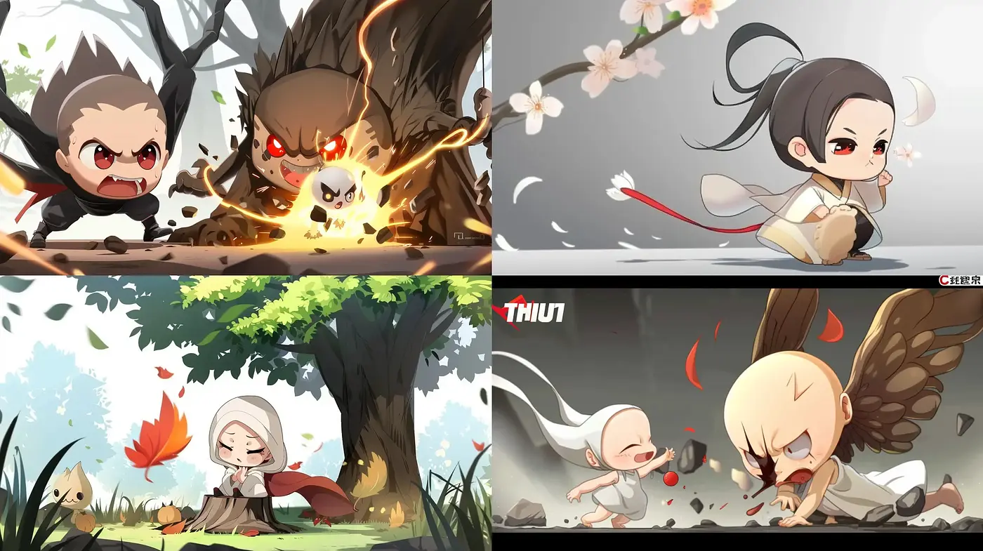 Chibi-esque Expressive Illustrations with Nature Fusion - Midjourney sref style