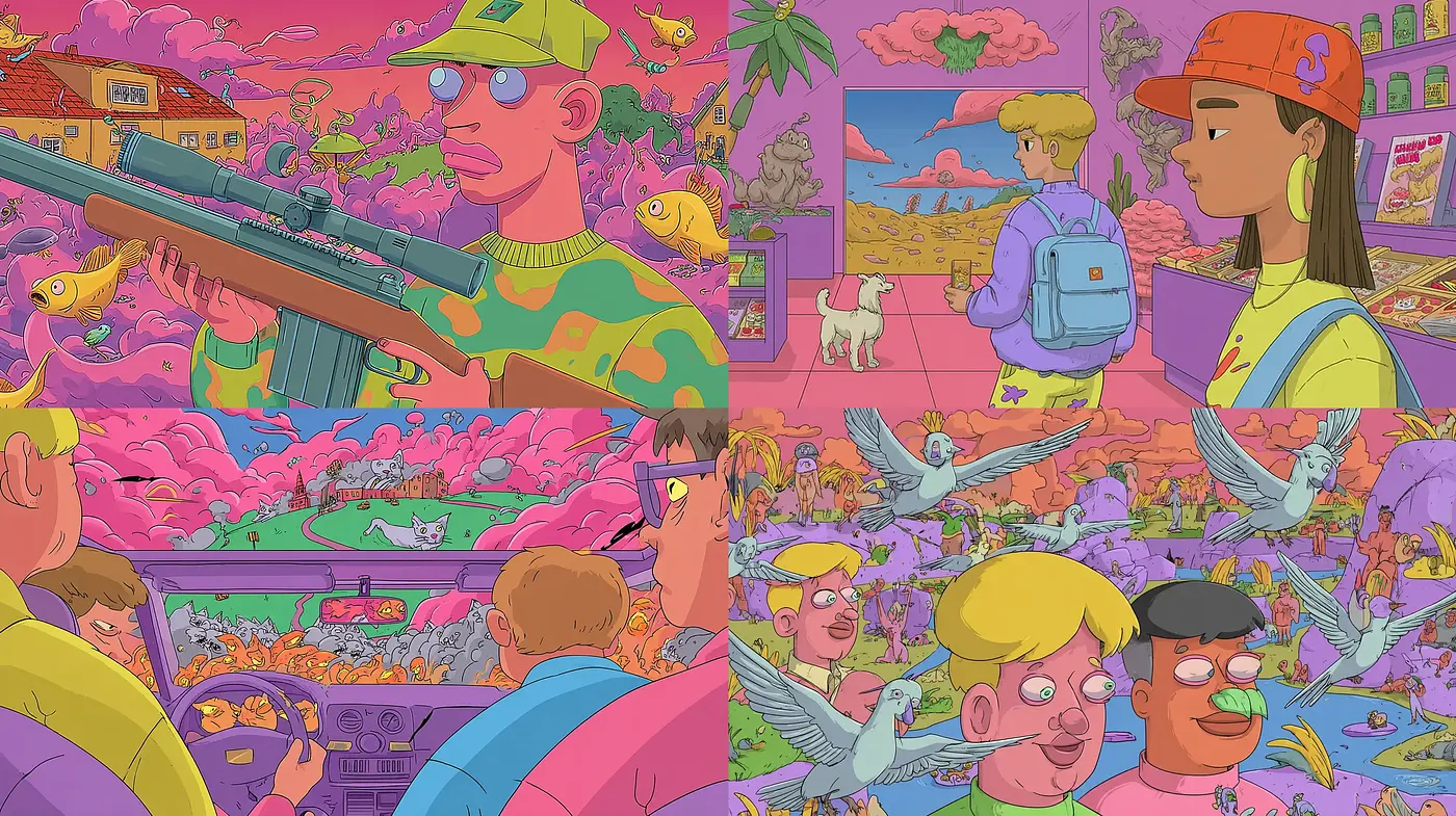 Vibrant Surreal Pop-Art with Whimsical Characteristics - Midjourney sref style