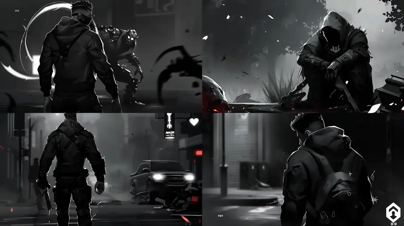 Dynamic and Atmospheric Noir-Inspired Illustrations - Midjourney sref style