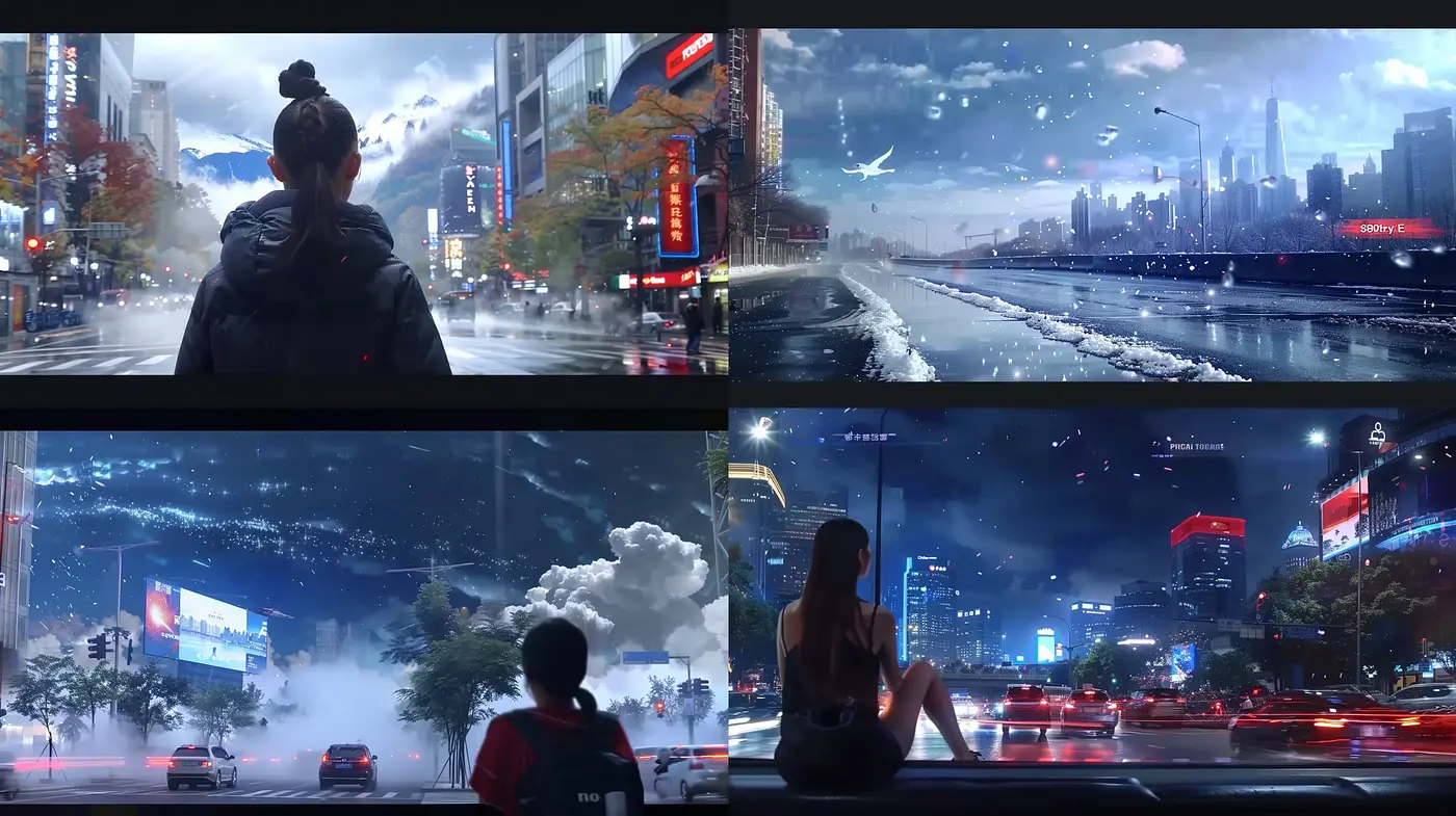 Futuristic Neon-Noir Cityscapes with Rain-Drenched Ambiance - Midjourney sref style