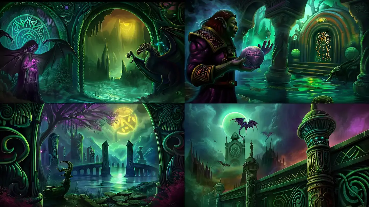 Enchanting Dark Fantasy Aesthetic with Mystical Elements - Midjourney sref style
