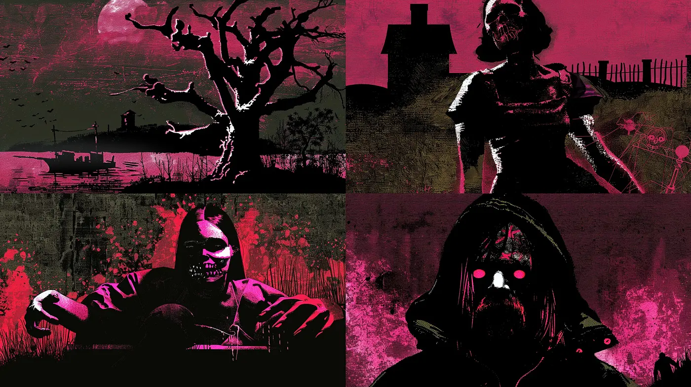 Eerie Chromatic Contrast: A Homage to Gothic Tones and Textures in Digital Art - Midjourney sref style