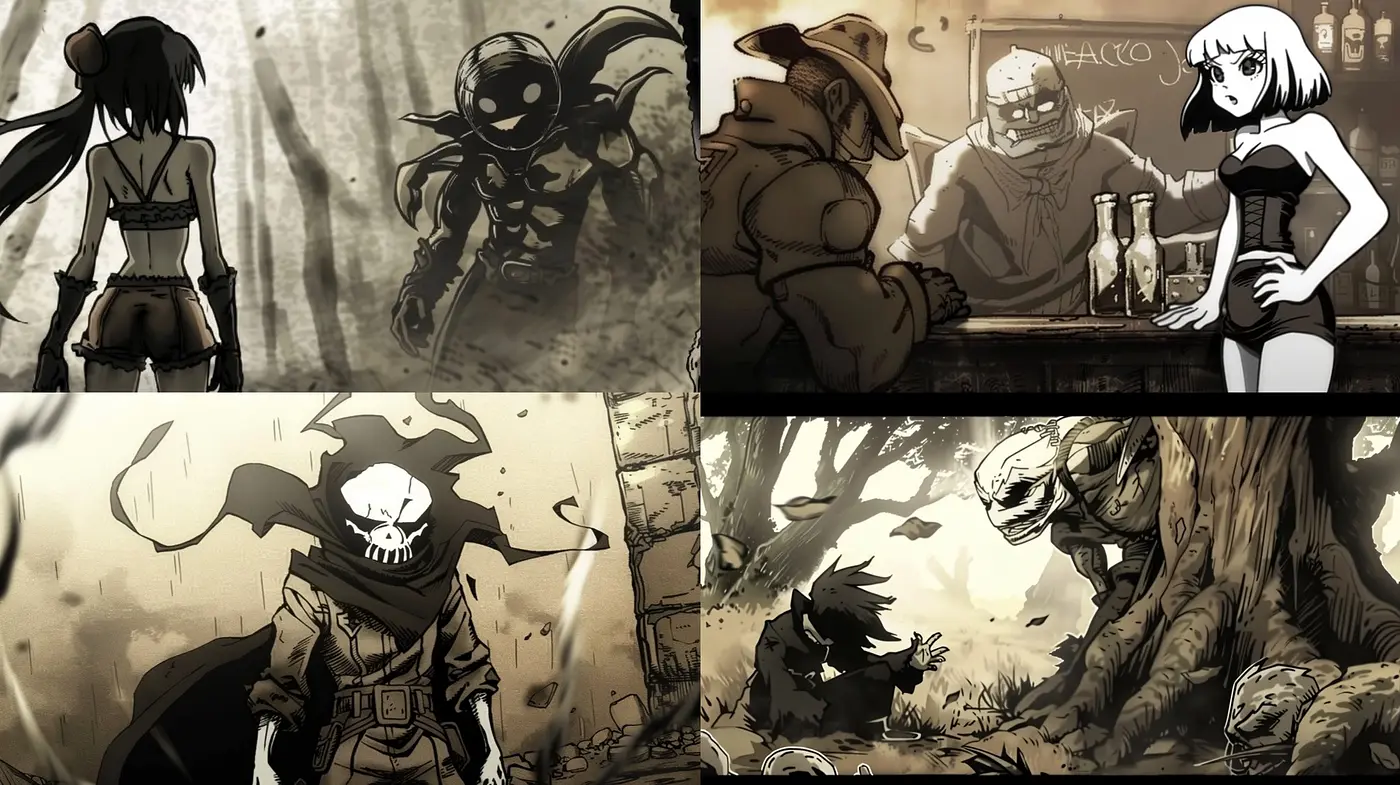 Monochromatic Sepia-Tinged Artistic Homage with a Mysterious and Evocative Ambience - Midjourney sref style