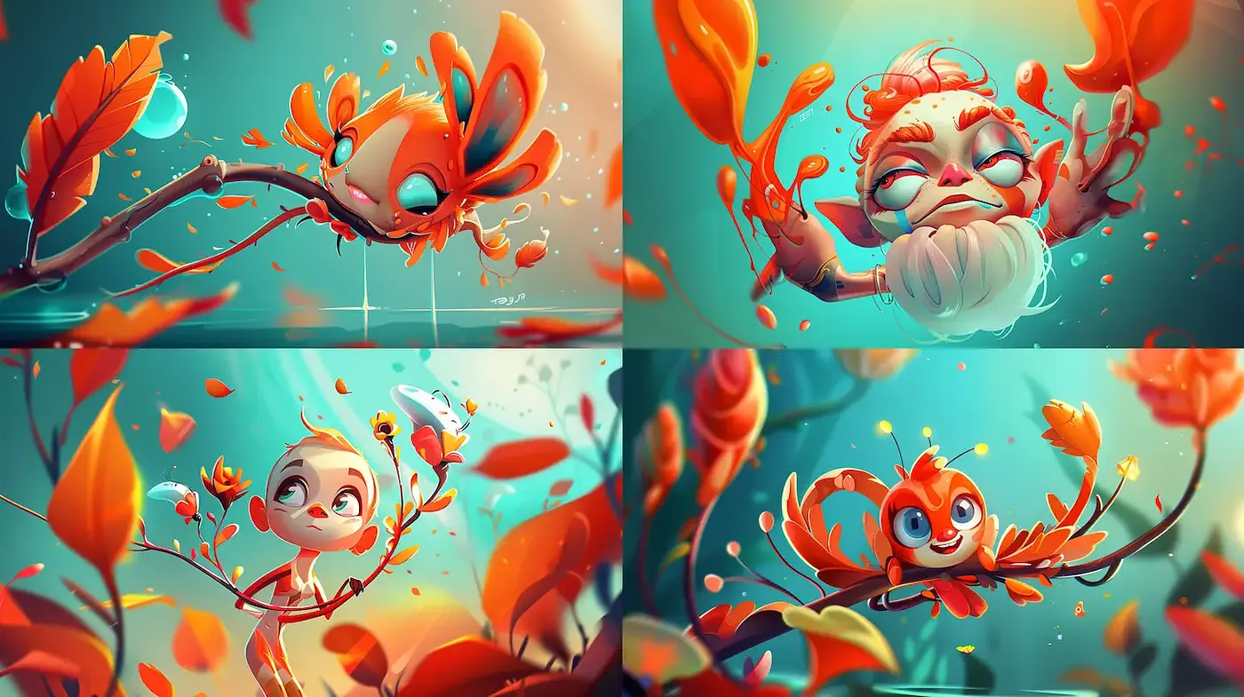 Whimsical and Colorful Nature-Inspired Digital Illustrations - Midjourney sref style