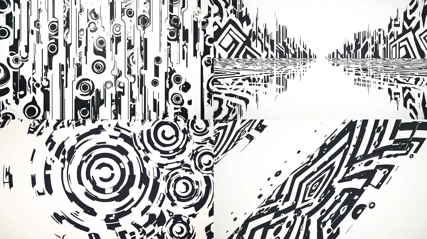 Geometric abstraction with a monochromatic palette - Midjourney sref style