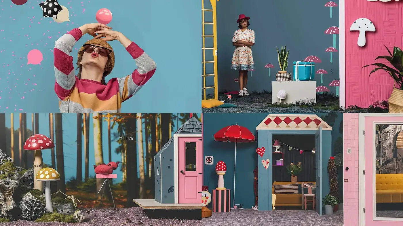Playful and Whimsical Aesthetic with Bold Textures - Midjourney sref style