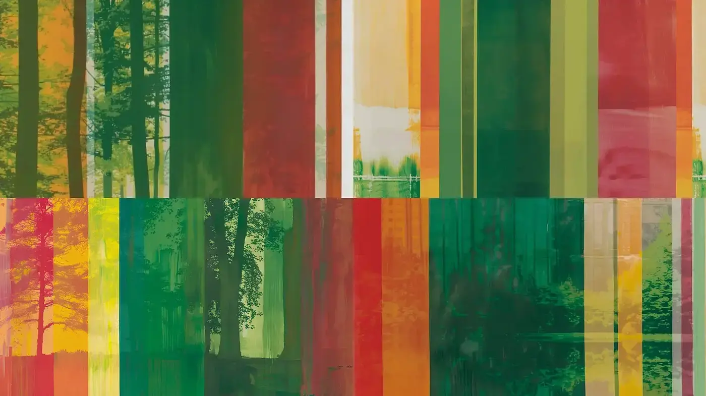Richly Textured Abstract Organic Landscape with Vibrant Stripes and a Nature Vibe - Midjourney sref style