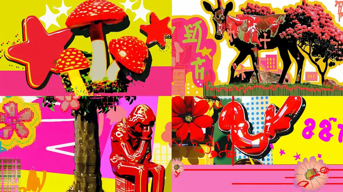 Eclectic Pop Fusion with Bold Color Contrasts - Midjourney sref style
