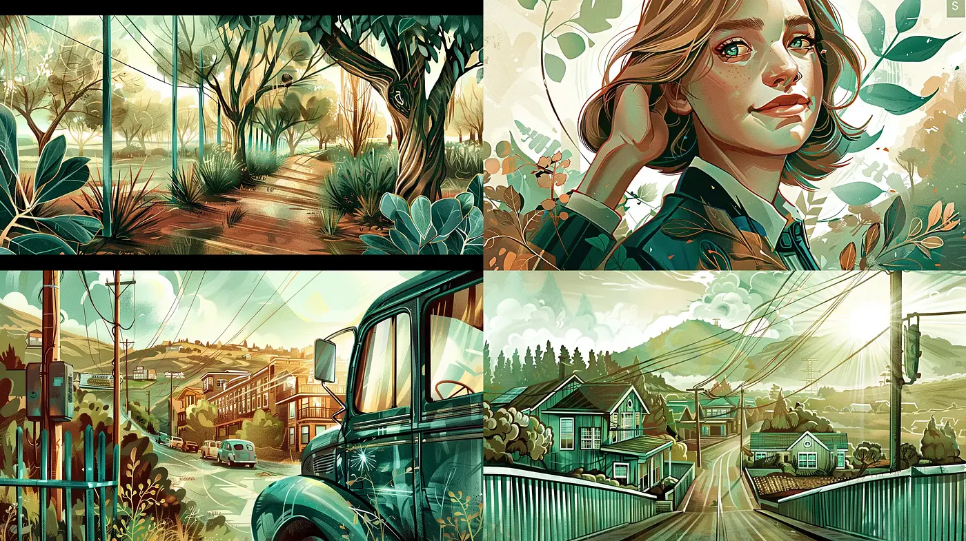 Warm-toned Nostalgic Illustrations with a Graphic Novel Appeal - Midjourney sref style