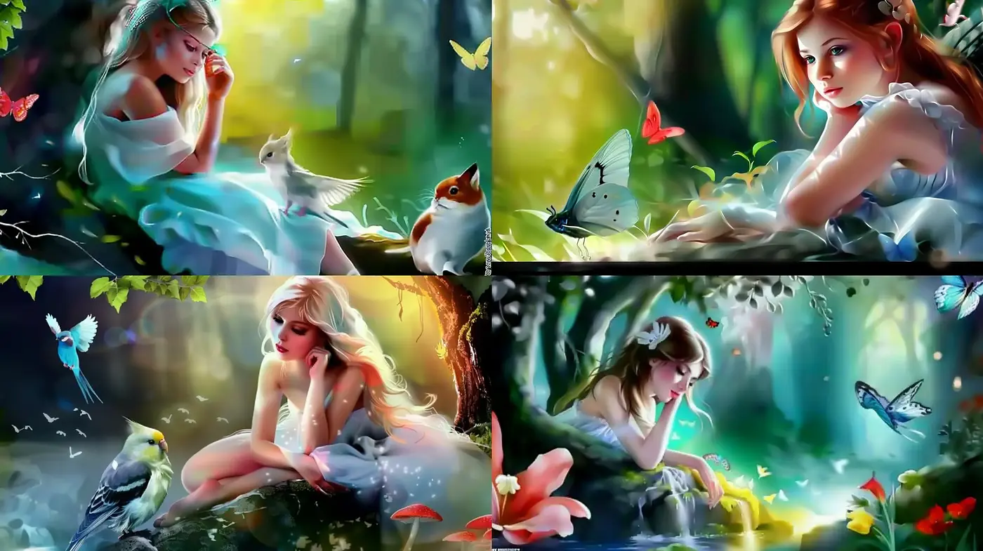 Enchanted Forest Whimsicality: A Convergence of Luminous Hues and Fantasy Art - Midjourney sref style