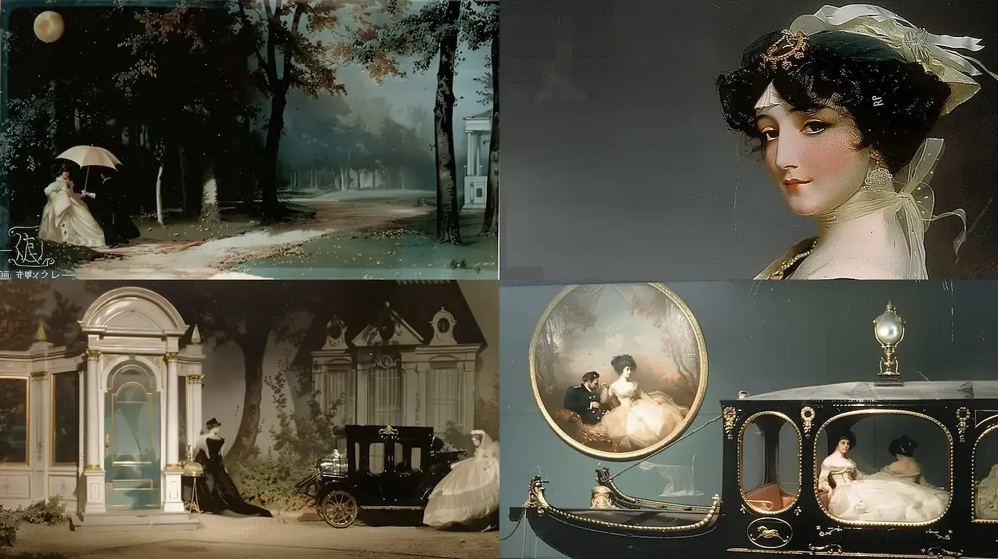 Elegant, ethereal scenery with a vintage, dreamlike atmosphere - Midjourney sref style