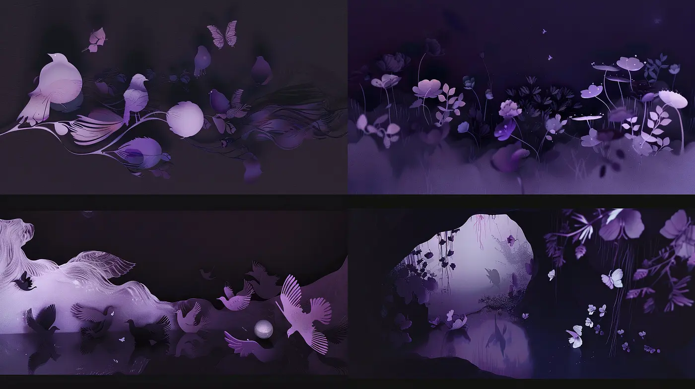 Ethereal Nocturnal Dreamscapes: A Fusion of Fluid Forms and Dark Hues - Midjourney sref style