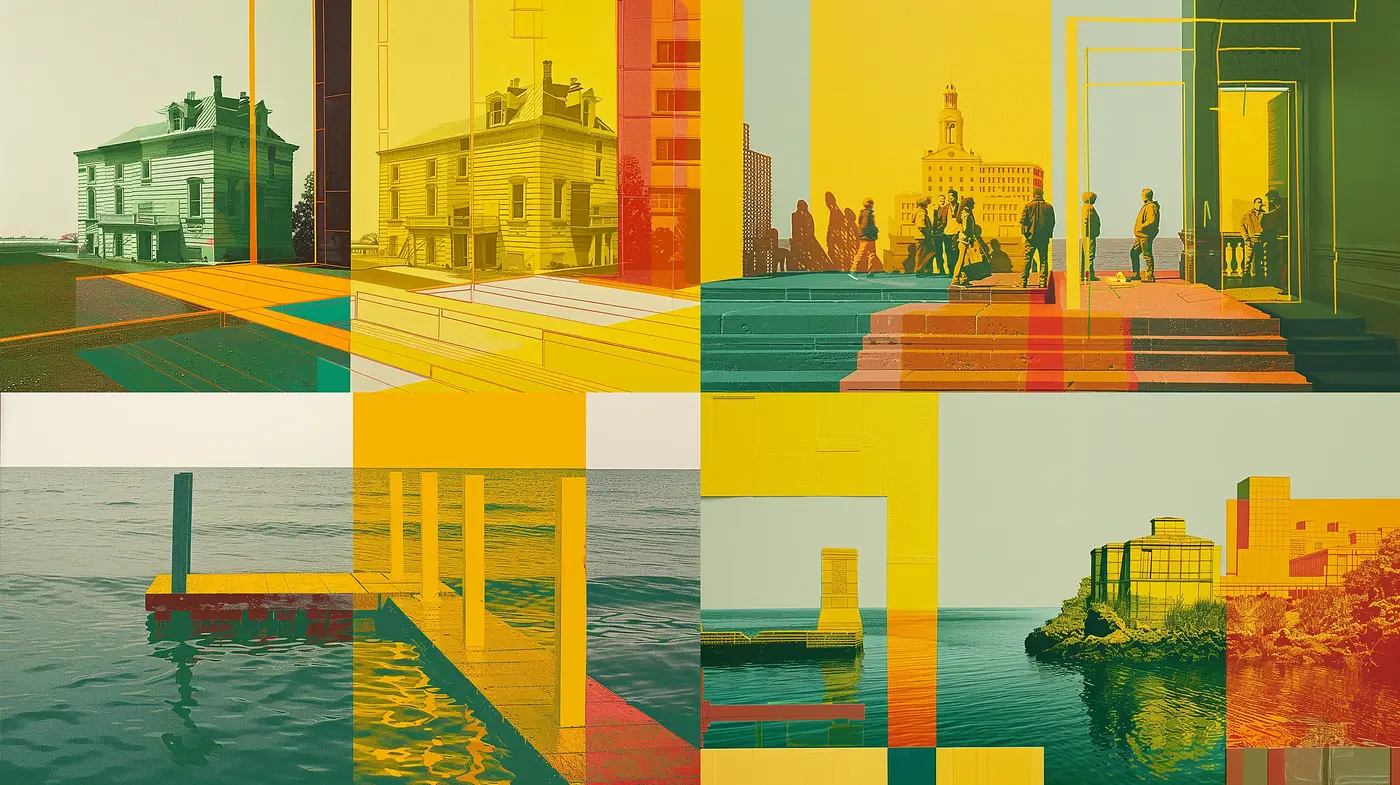 Geometrically Abstracted Nostalgia in Warm Tones - Midjourney sref style