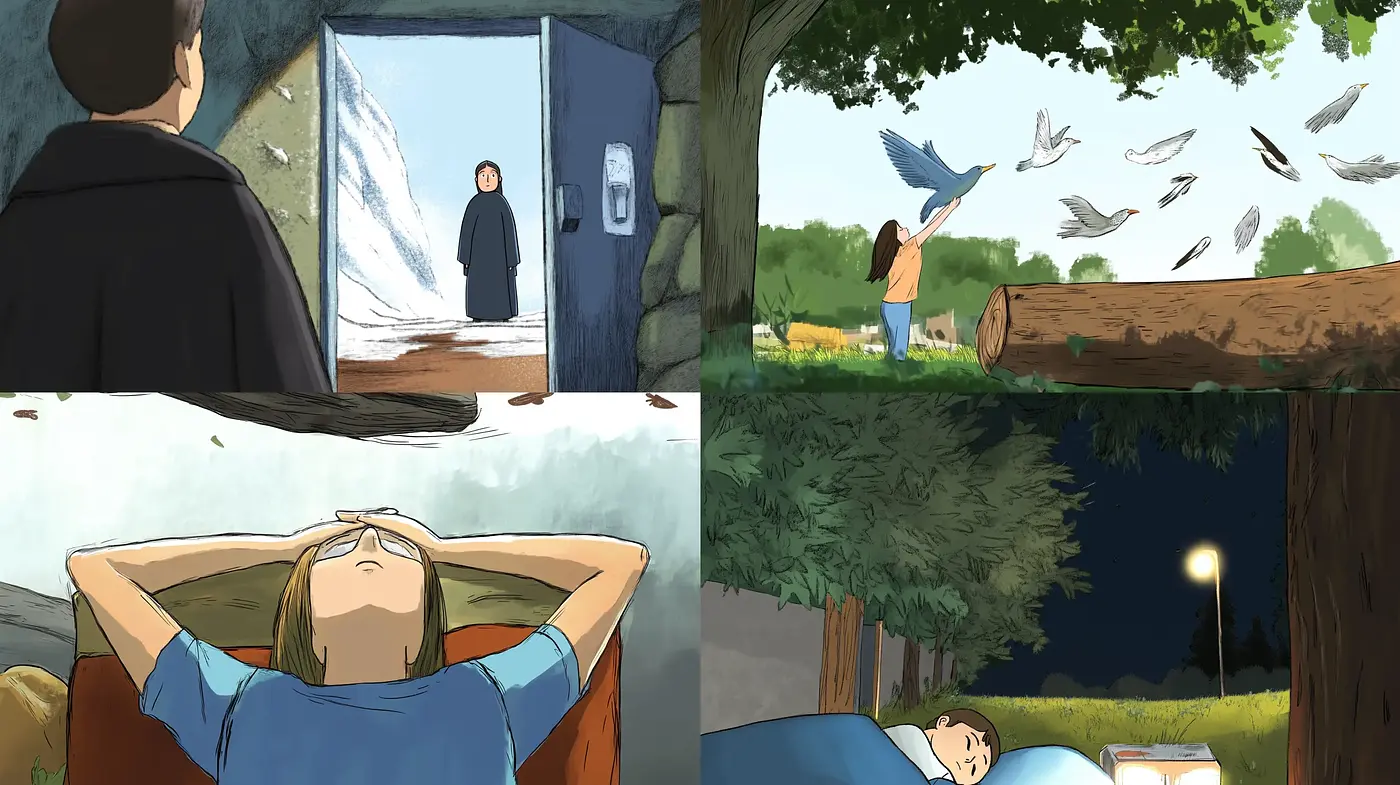 Serene Storyboard Vignettes with a Ghibli-esque Essence - Midjourney sref style