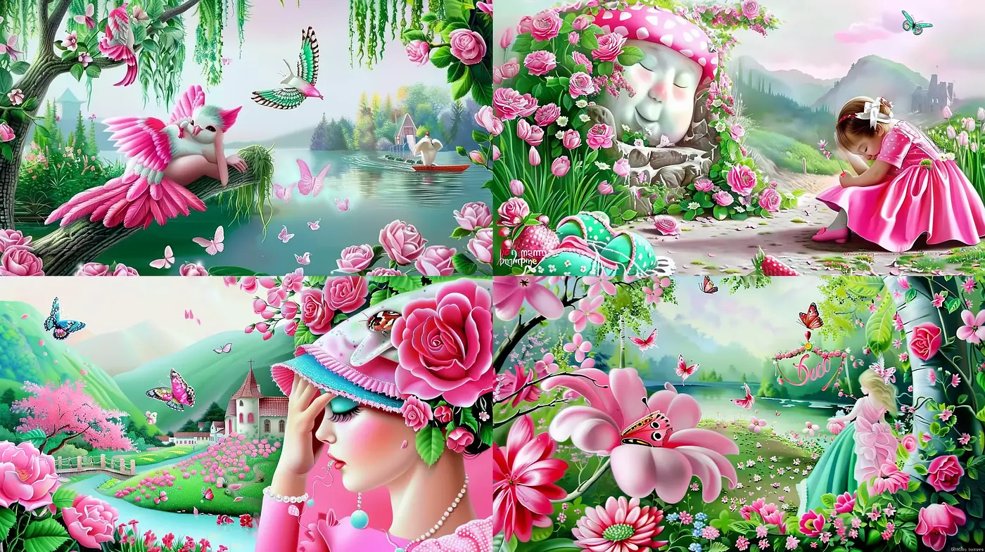 Enchanted Garden of Vivid Dreams: A Lush Pastel Fantasy - Midjourney sref style