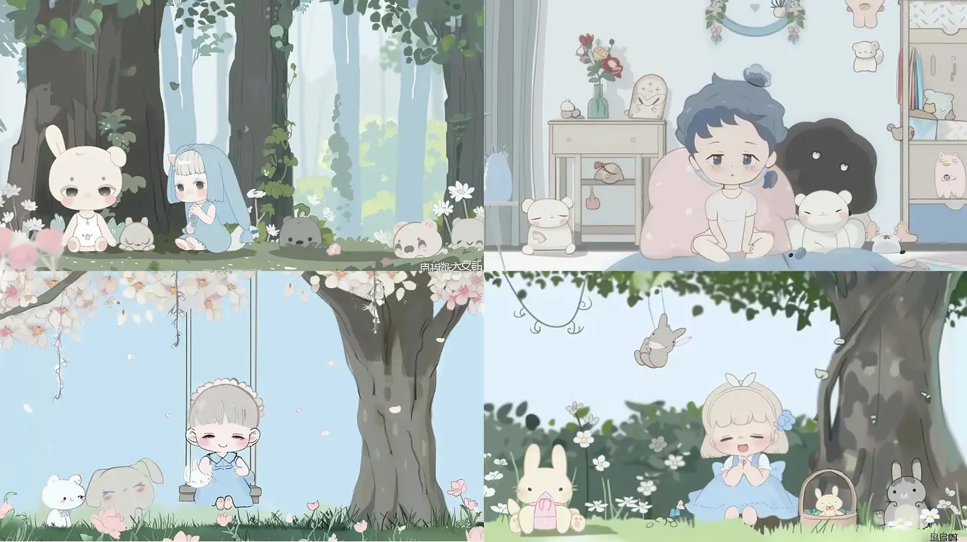 Whimsical Pastel Dreamscape in Cartoonish Illustration - Midjourney sref style