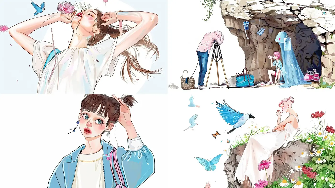 Whimsical Watercolor Dreamscape Illustrations - Midjourney sref style