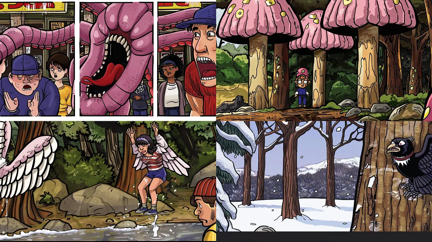 Whimsical Comic Vivacity: A Fusion of Bold Outlines and Saturation - Midjourney sref style