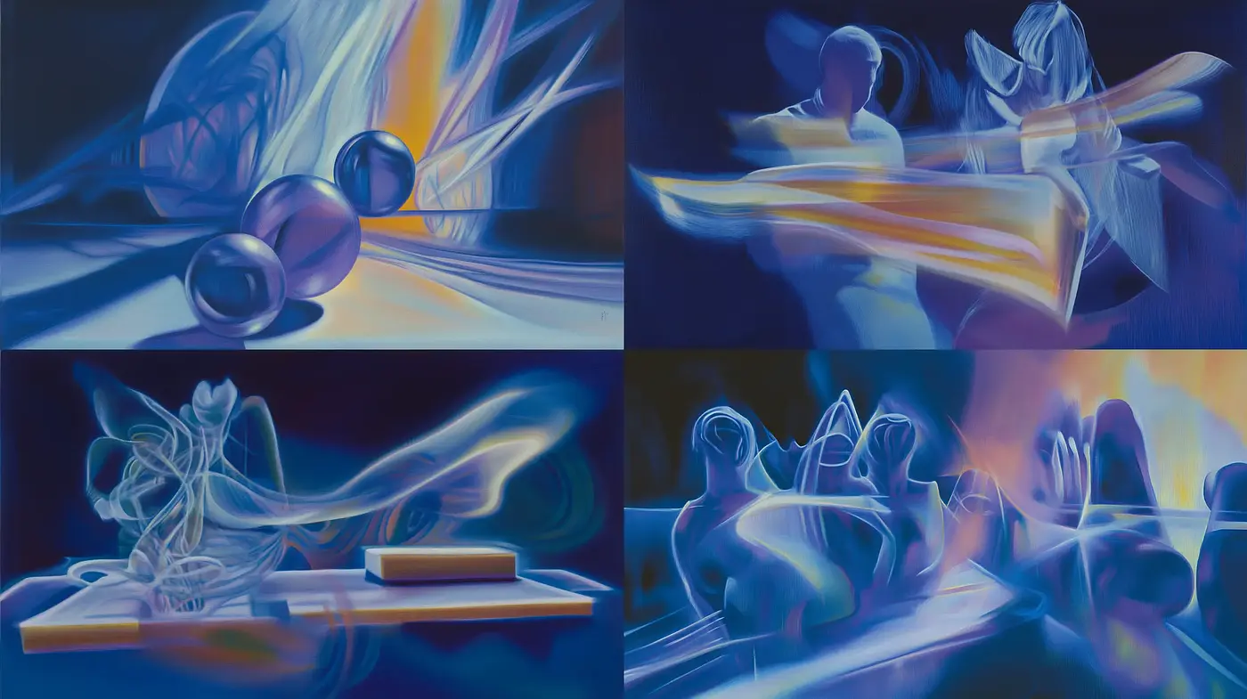 Ethereal Dreamscape in Monochromatic Ultramarine - Midjourney sref style